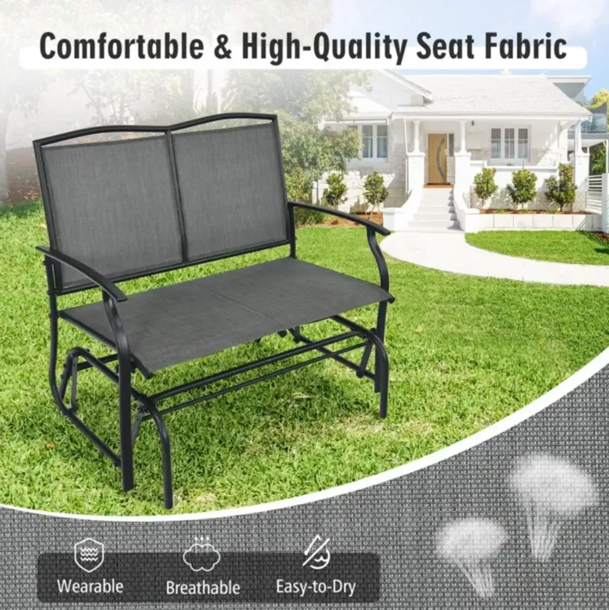 Hivvago Iron Patio Rocking Chair for Outdoor Backyard and Lawn