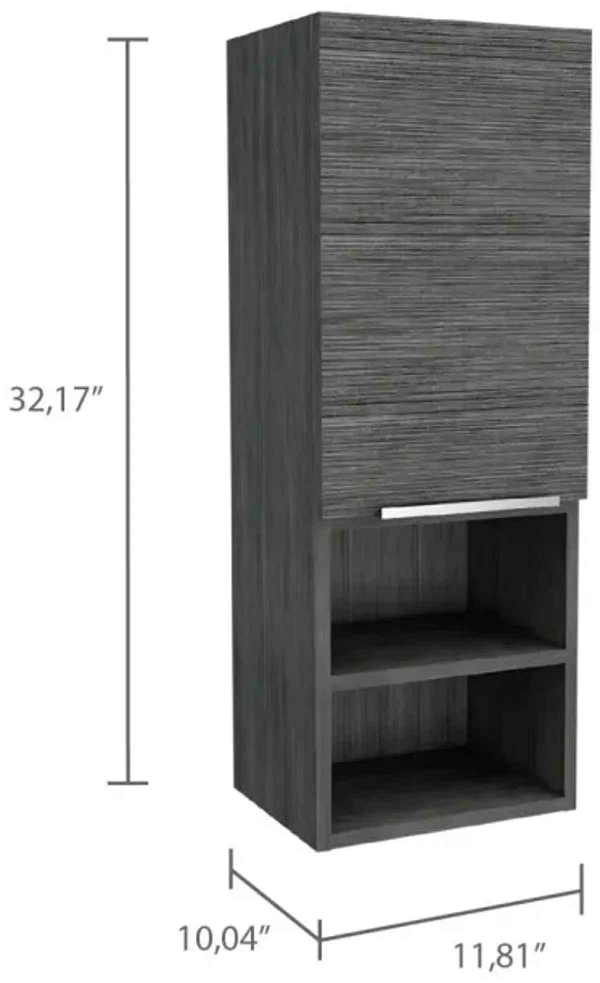 Mila Bathroom Cabinet, Two Interior Shelves, Two External Shelves, Single Door Cabinet - Smokey Oak