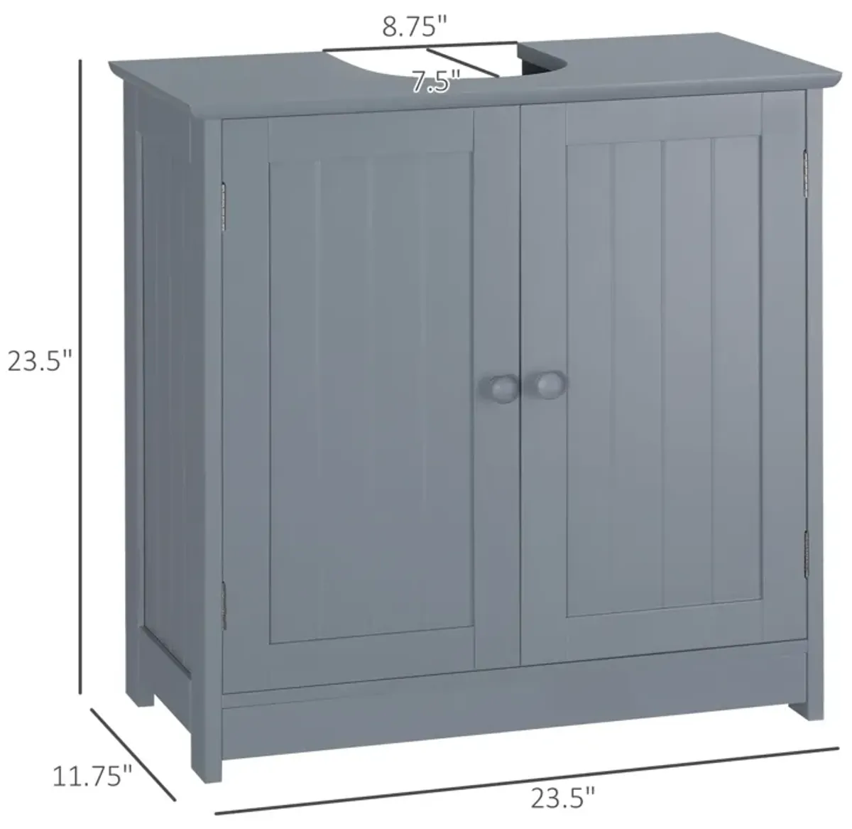 Grey Bathroom Storage: Pedestal Sink Cabinet with Doors & Shelf