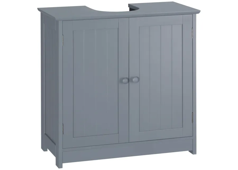 Grey Bathroom Storage: Pedestal Sink Cabinet with Doors & Shelf