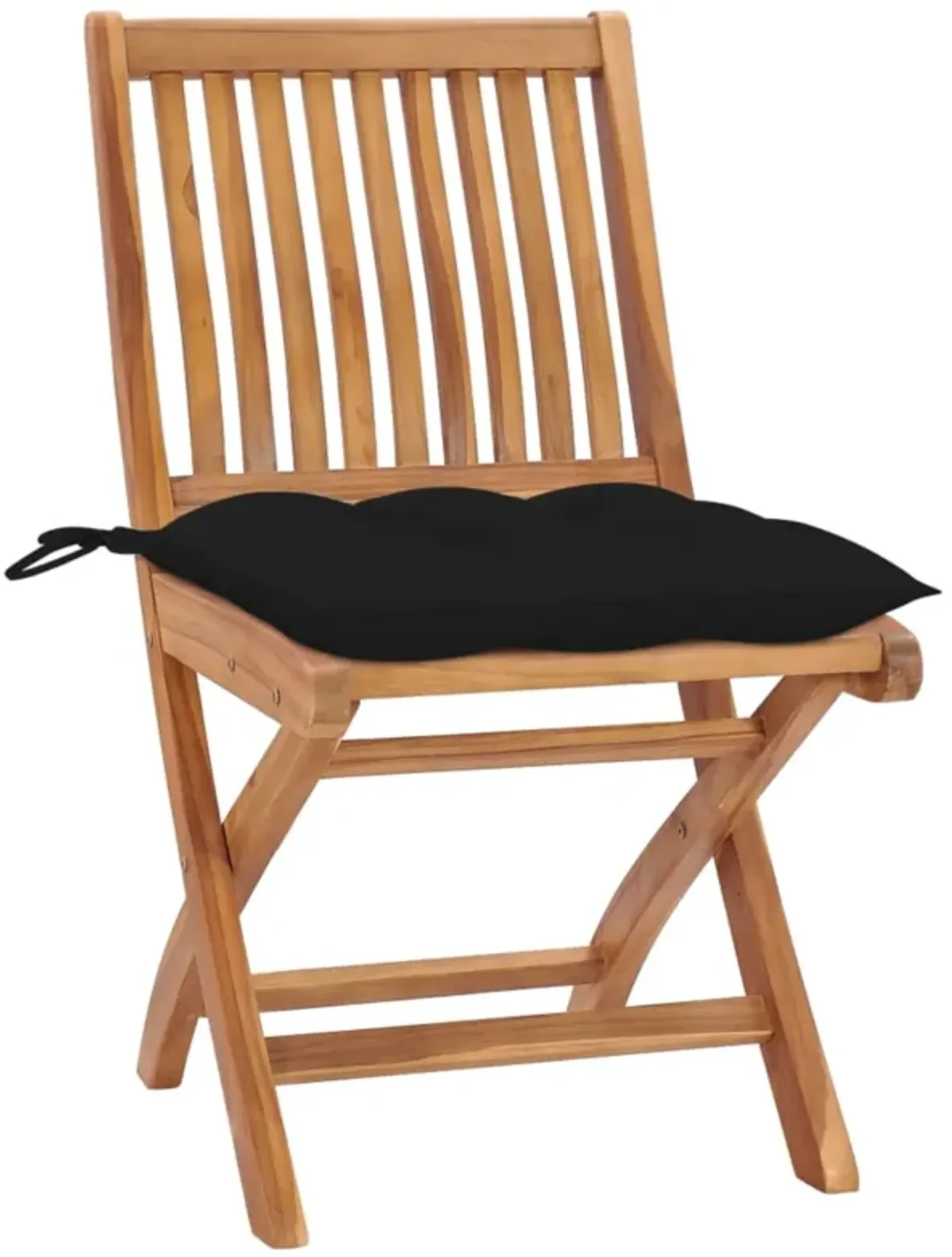 vidaXL Garden Chairs 2 pcs with Black Cushions Solid Teak Wood