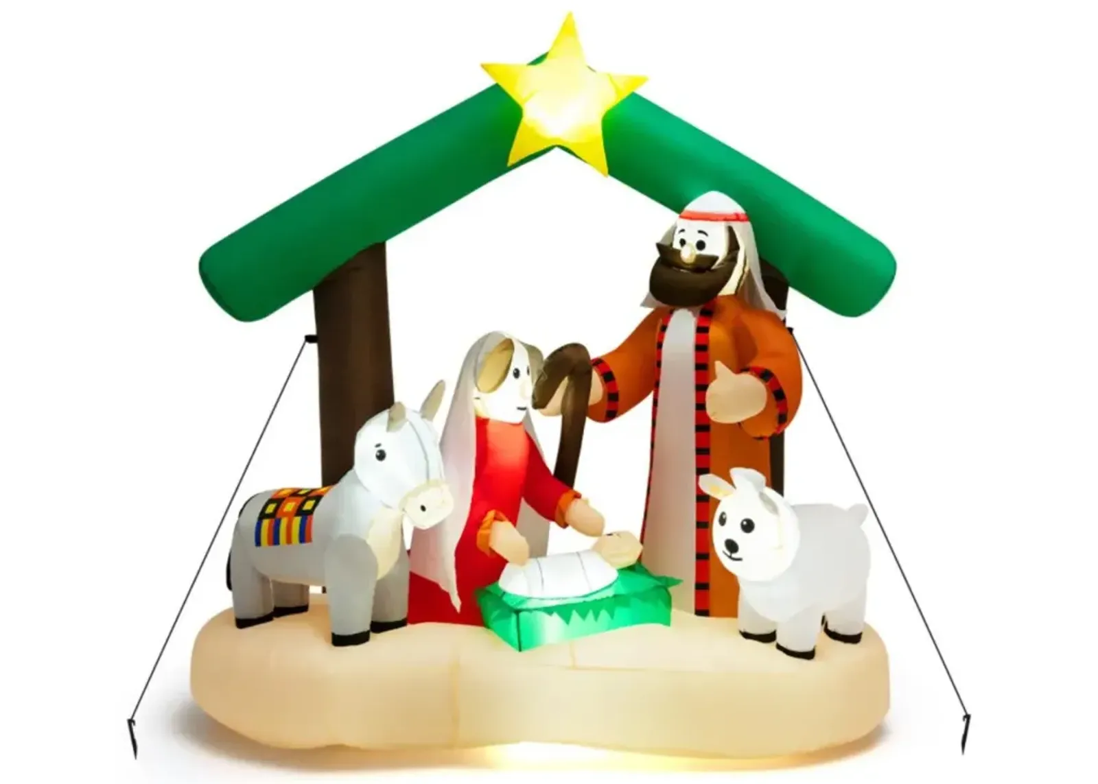 Hivvago 6.7 Feet Christmas Inflatable Nativity Scene with LED Lights