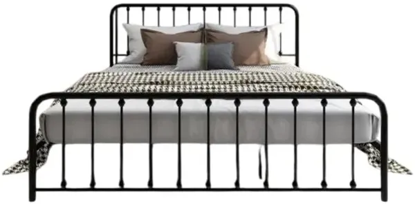 Hivvago King Black Metal Platform Bed Frame with Rounded Corners Headboard Footboard
