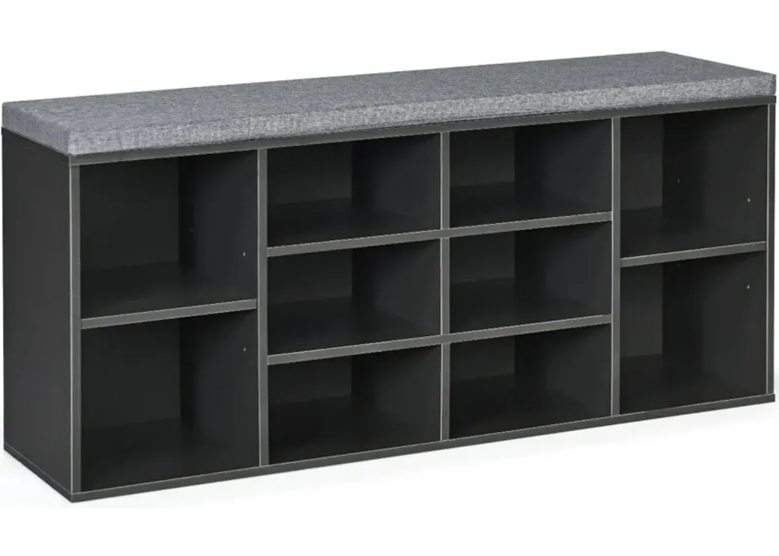 10-Cube Organizer Shoe Storage Bench with Cushion for Entryway