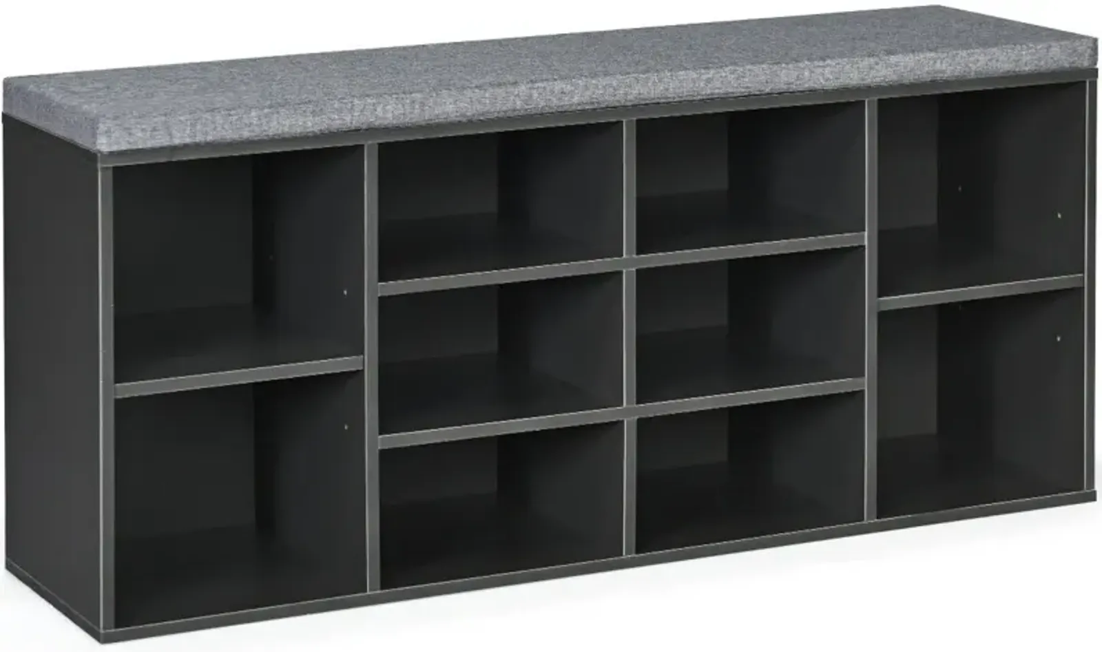 10-Cube Organizer Shoe Storage Bench with Cushion for Entryway