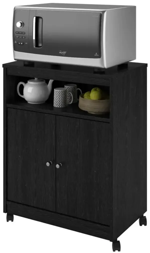 Rolling Kitchen Microwave Cart with Storage Shelves and Casters