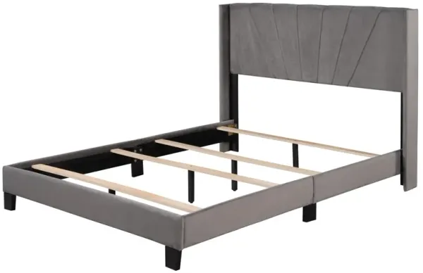 Streamdale Queen Size Velvet Upholstered Platform Bed, Box Spring Needed