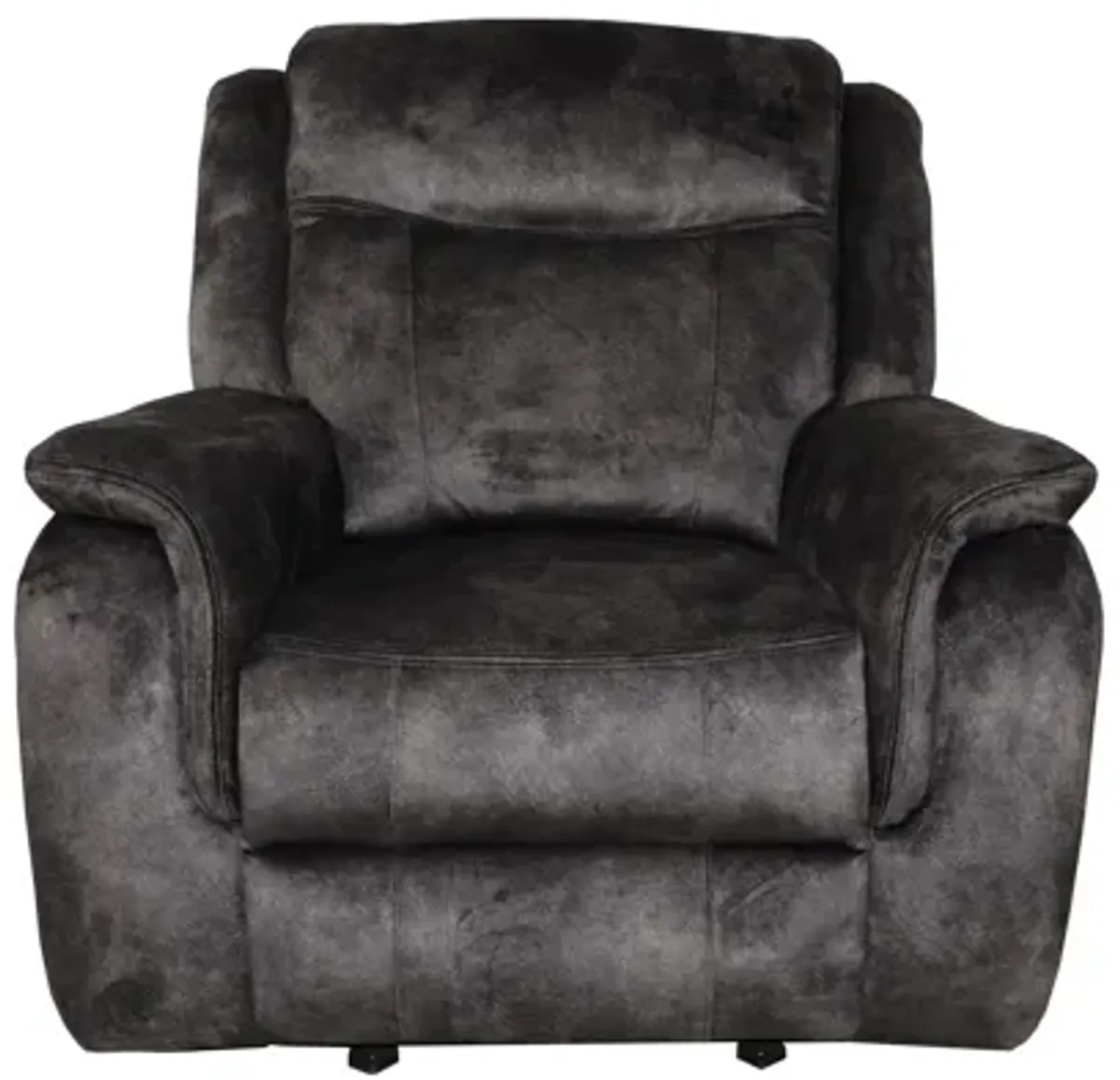 Harbor 39 Inch Manual Recliner Chair, Pocket Coils, Gray Faux Suede Velvet - Benzara