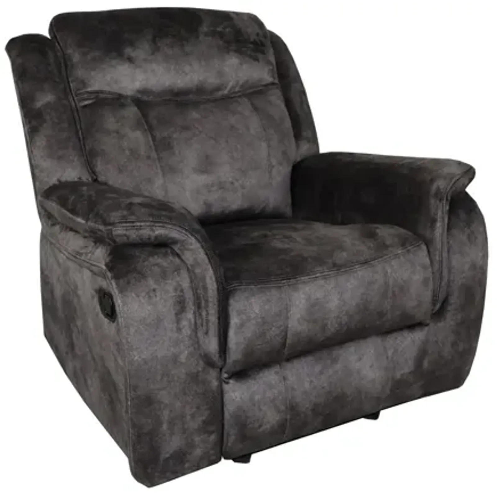 Harbor 39 Inch Manual Recliner Chair, Pocket Coils, Gray Faux Suede Velvet - Benzara