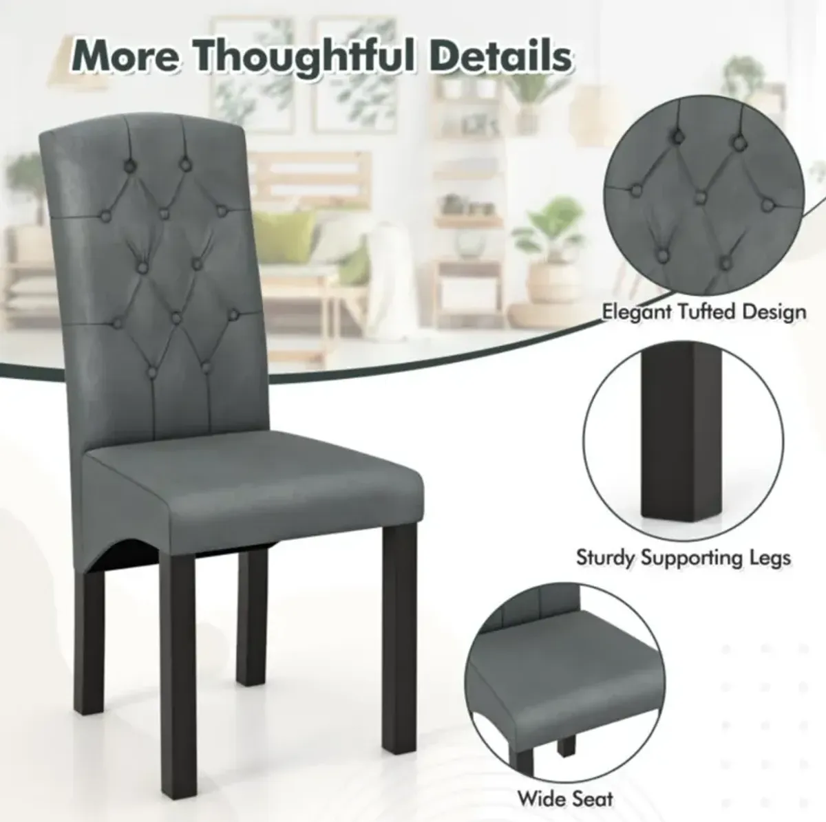 Hivvago Modern Dining Chair with High Backrest High-density Sponge Cushion