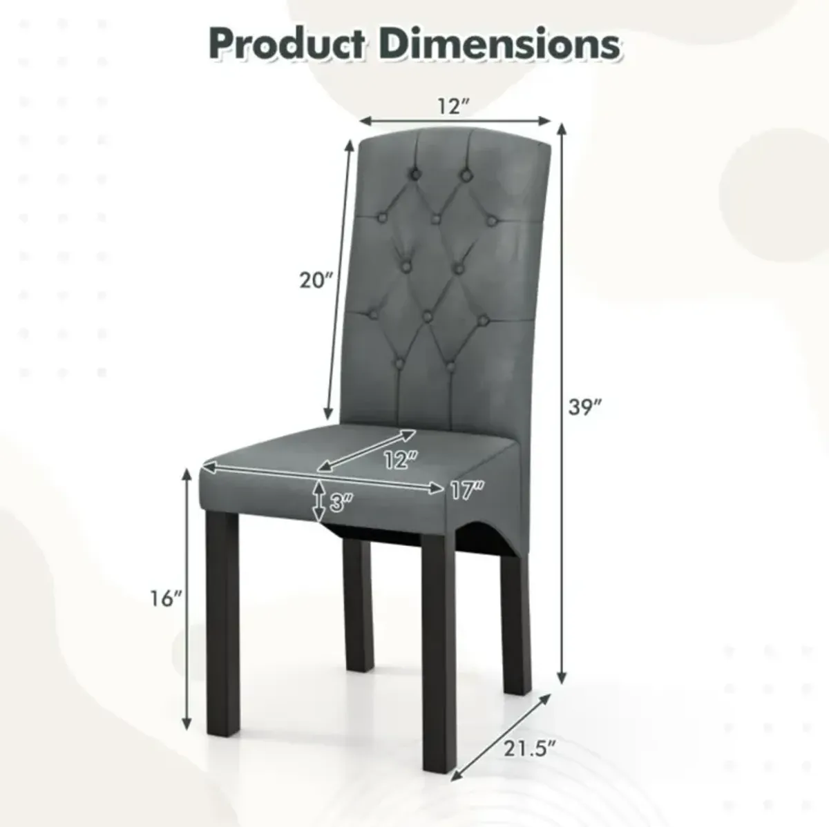 Hivvago Modern Dining Chair with High Backrest High-density Sponge Cushion