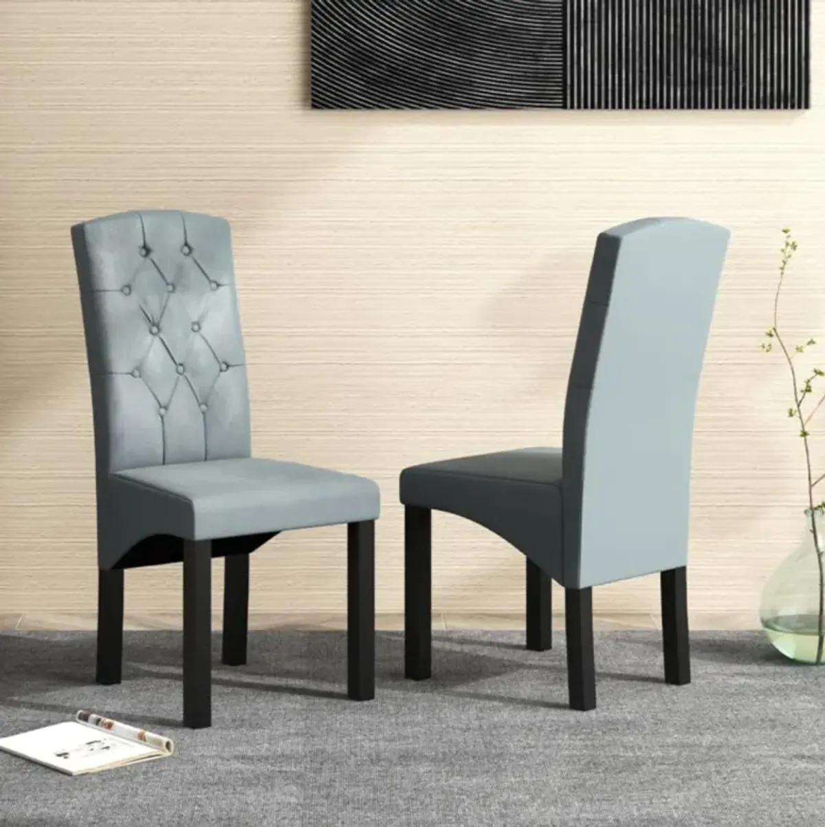 Hivvago Modern Dining Chair with High Backrest High-density Sponge Cushion