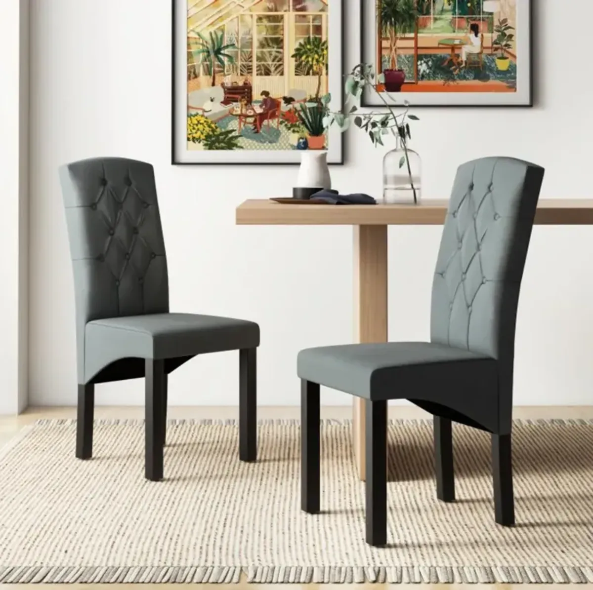 Hivvago Modern Dining Chair with High Backrest High-density Sponge Cushion