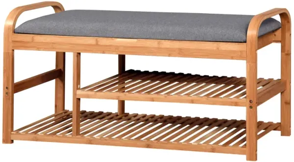 Living Room Storage Bench, Entryway 3 Shelves Bench with flip storage compartment 39.37 x 13 x 19.88 inch