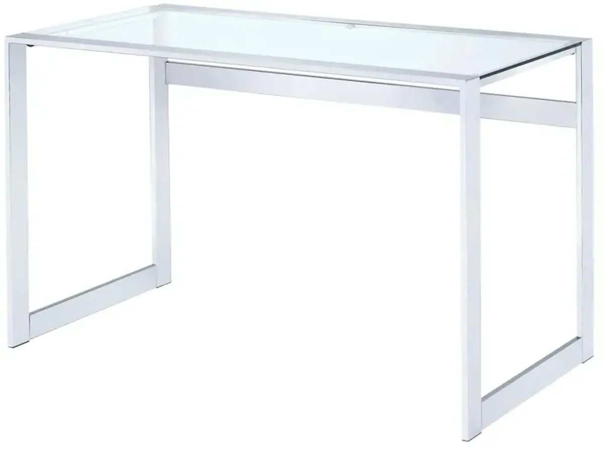 Hartford Glass Top Writing Desk Chrome