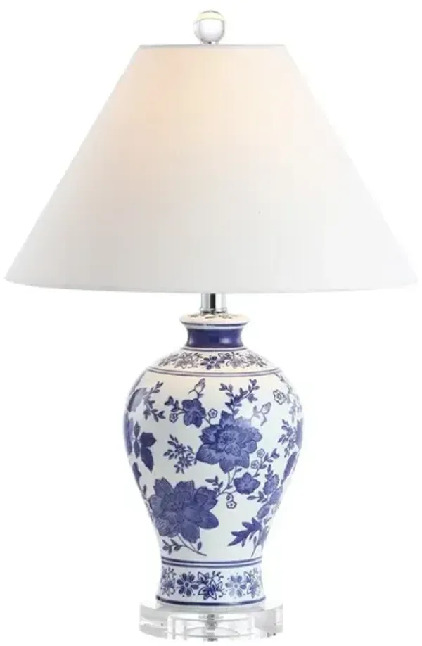 Song Ceramic/Crystal Chinoiserie Floral LED Table Lamp