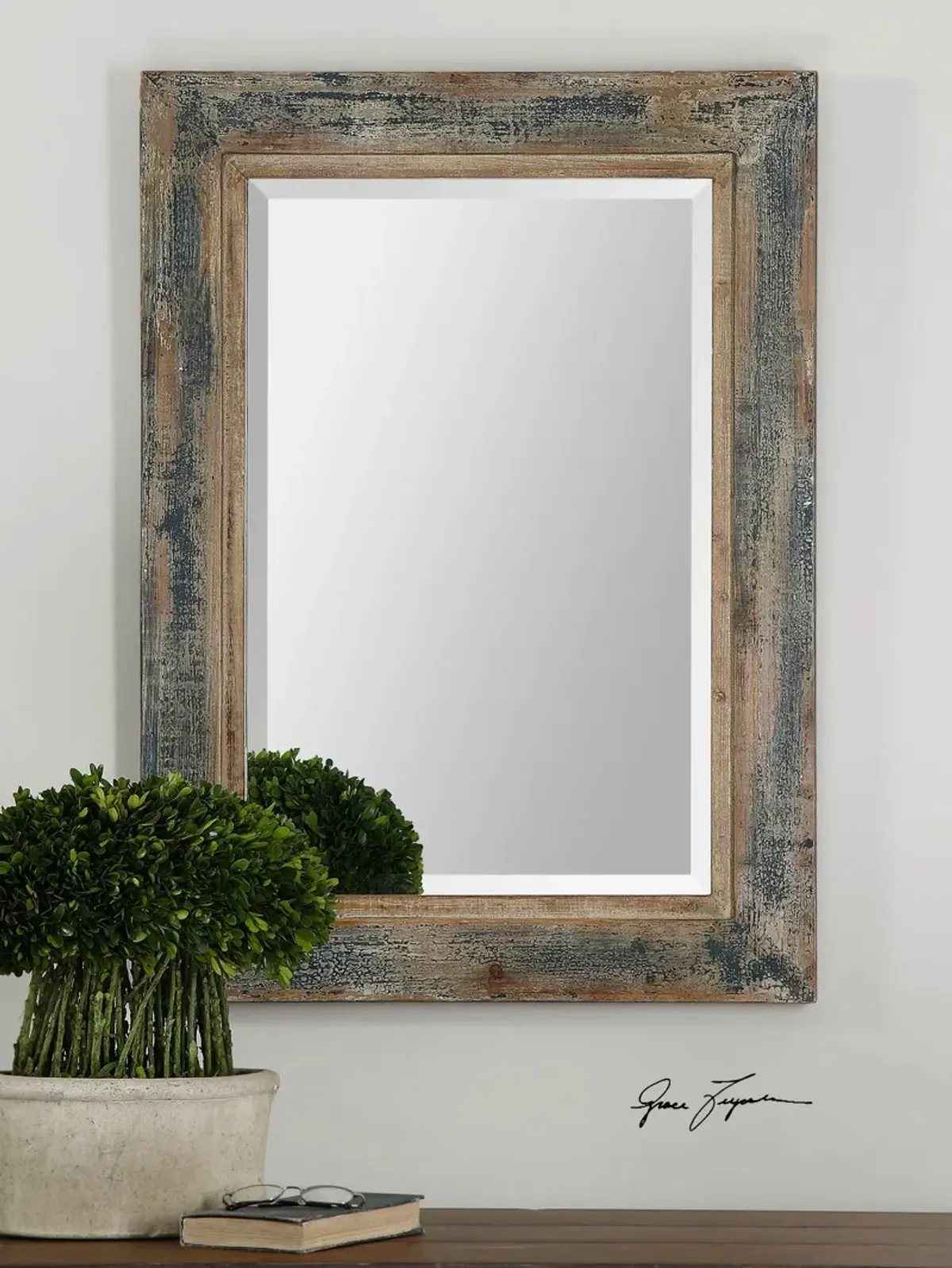 Uttermost Bozeman Distressed Blue Mirror