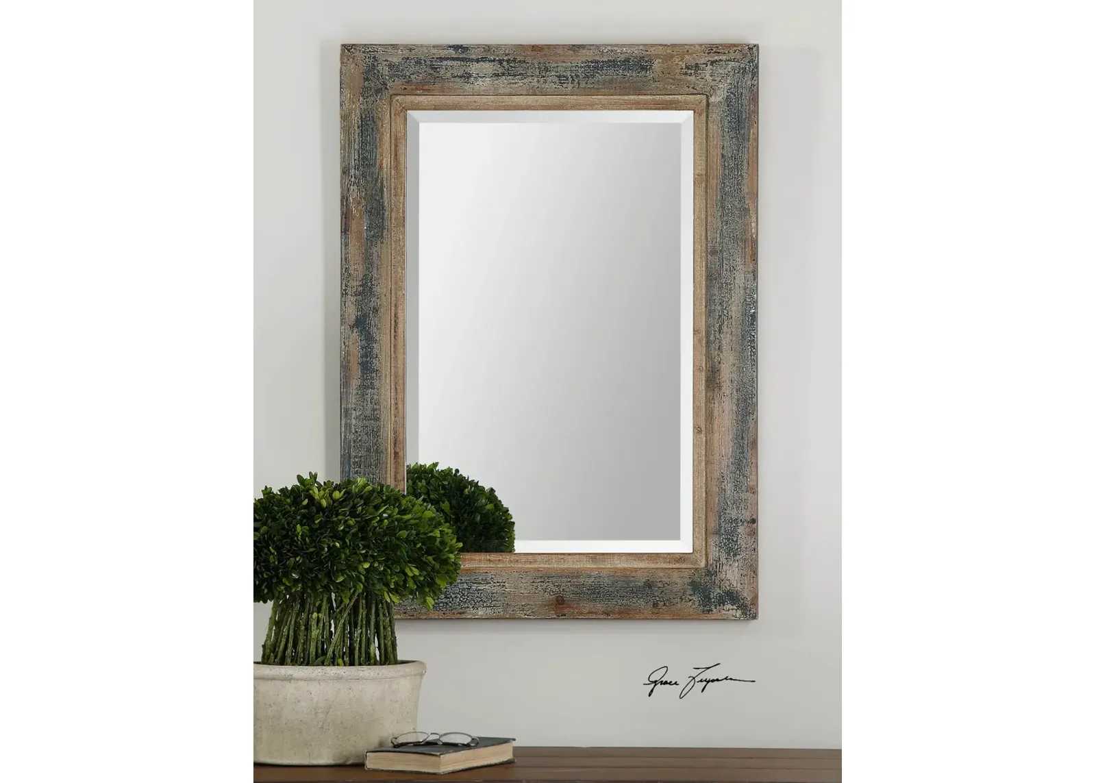 Uttermost Bozeman Distressed Blue Mirror