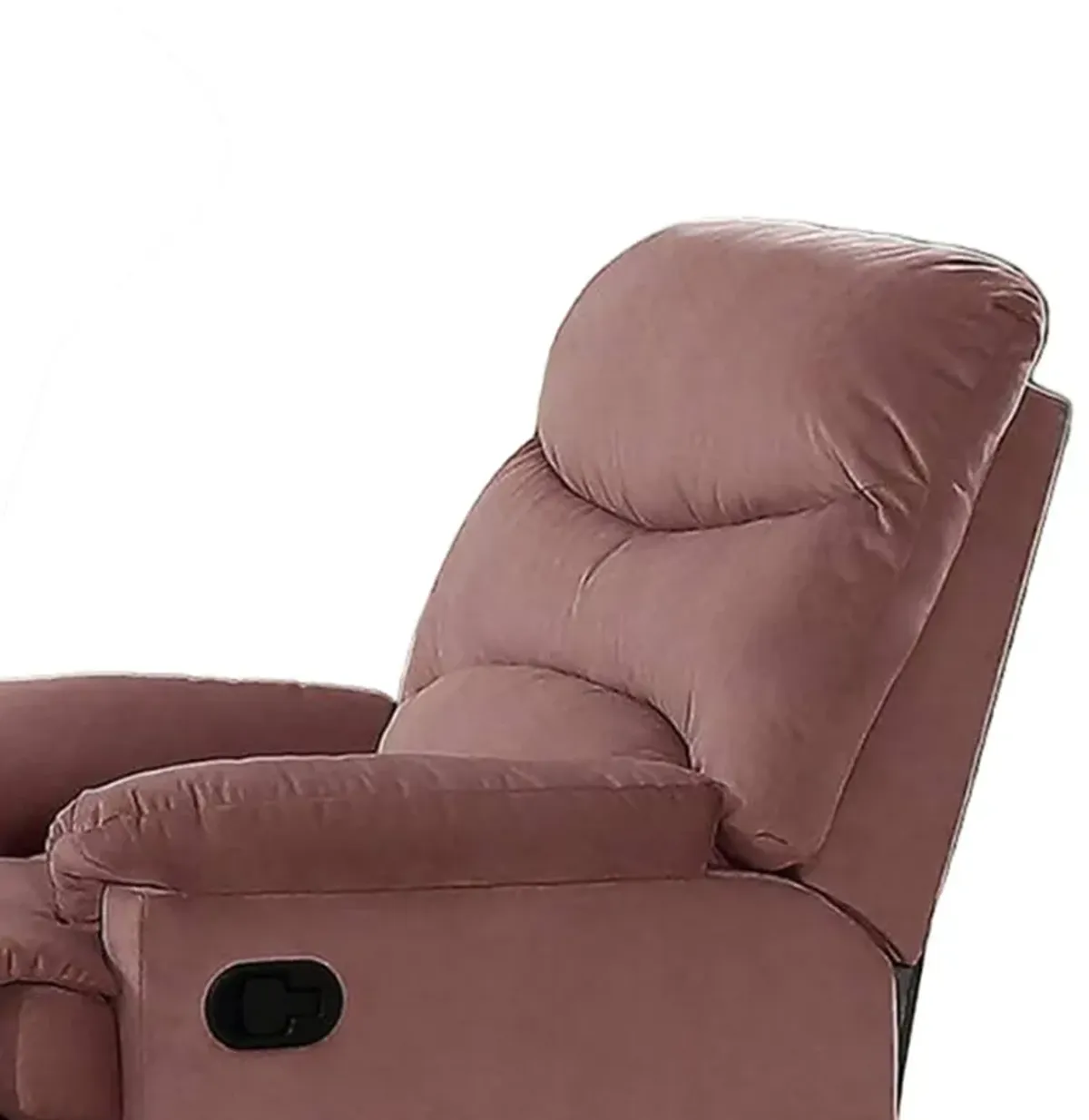 Karry Manual Recliner Chair, Cushioned Blush Pink Velvet, Solid Wood - Benzara