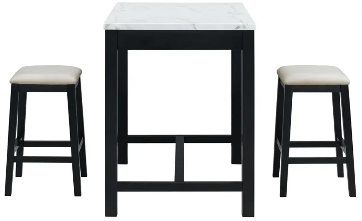 Merax 3-Piece Modern  Versatile Bar Table Stools Dining Set