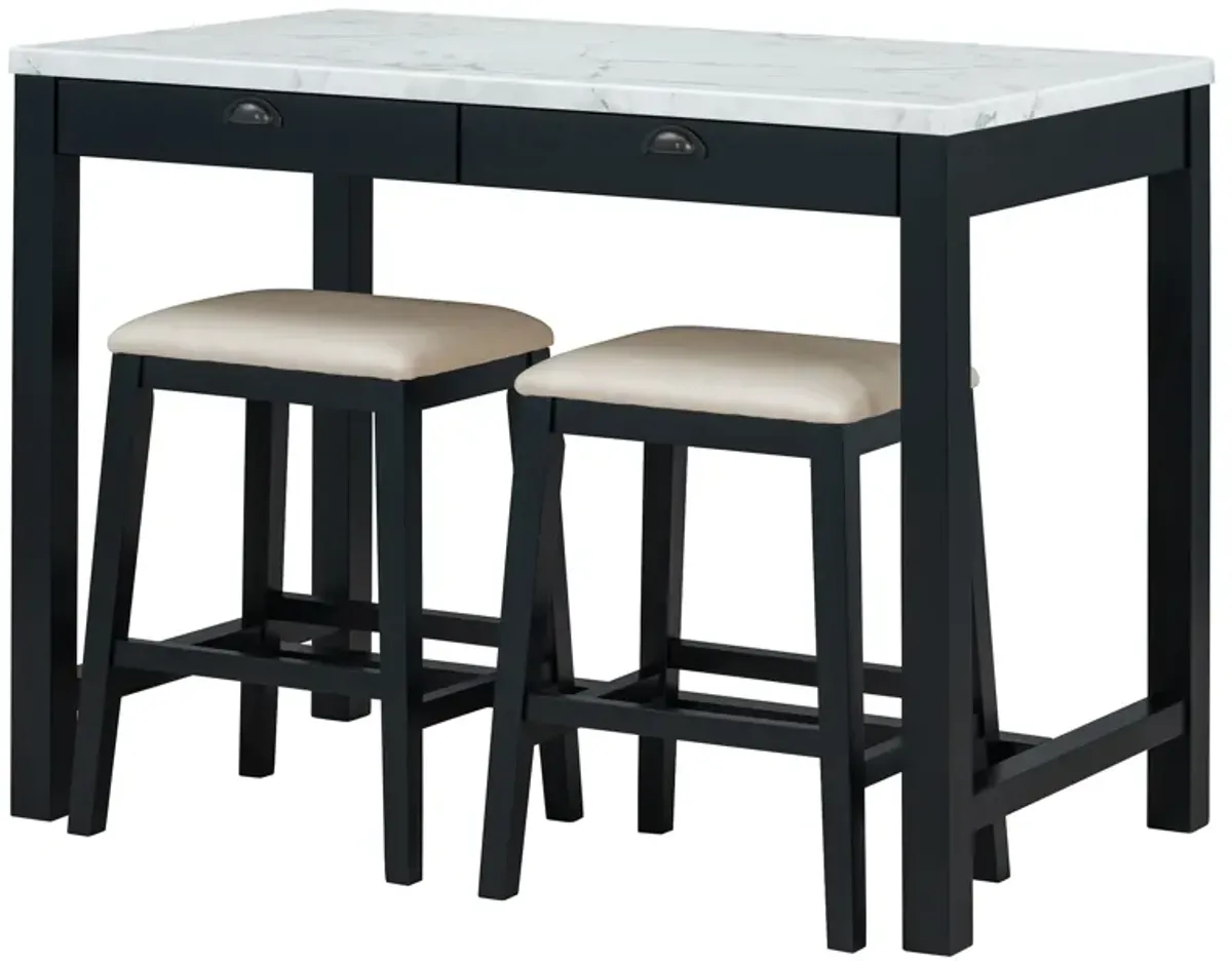 Merax 3-Piece Modern  Versatile Bar Table Stools Dining Set