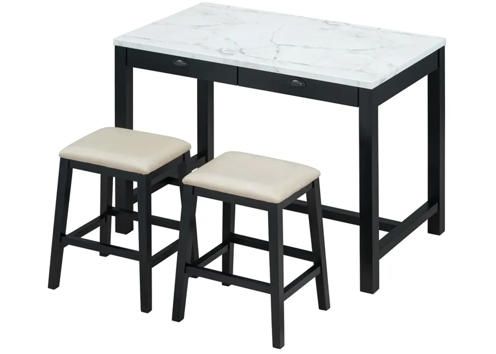 Merax 3-Piece Modern  Versatile Bar Table Stools Dining Set