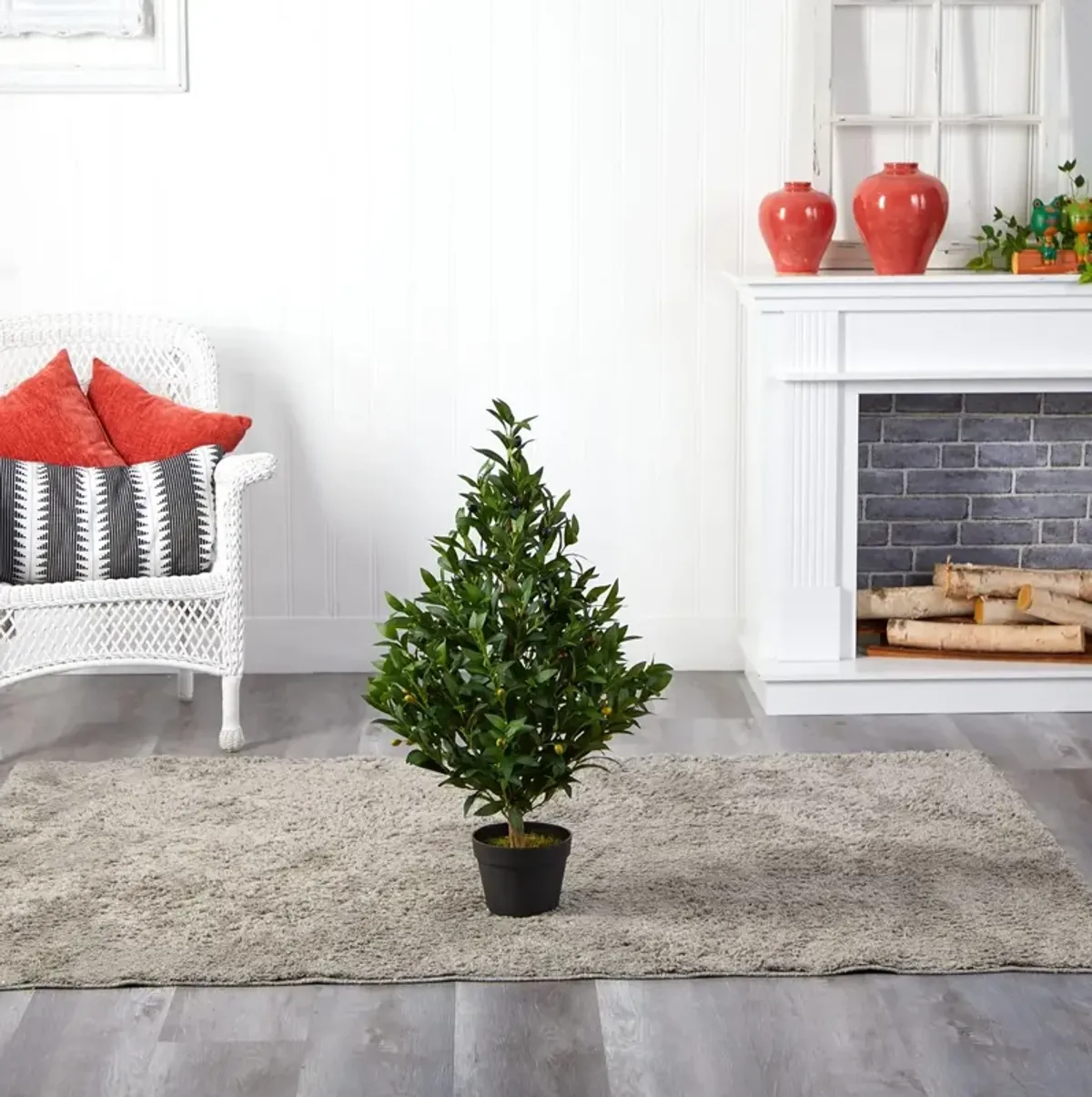 Hivvago 35 Inches Olive Cone Topiary Artificial Tree UV Resistant (Indoor/Outdoor)