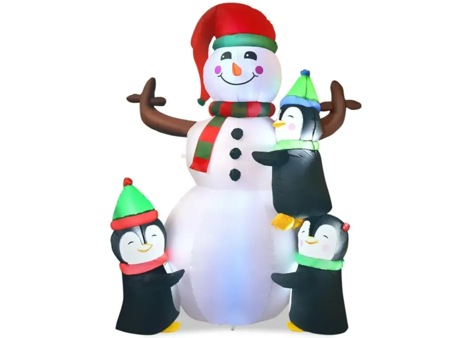 Hivvago 6 Feet Christmas Quick Inflatable Snowman with Penguins