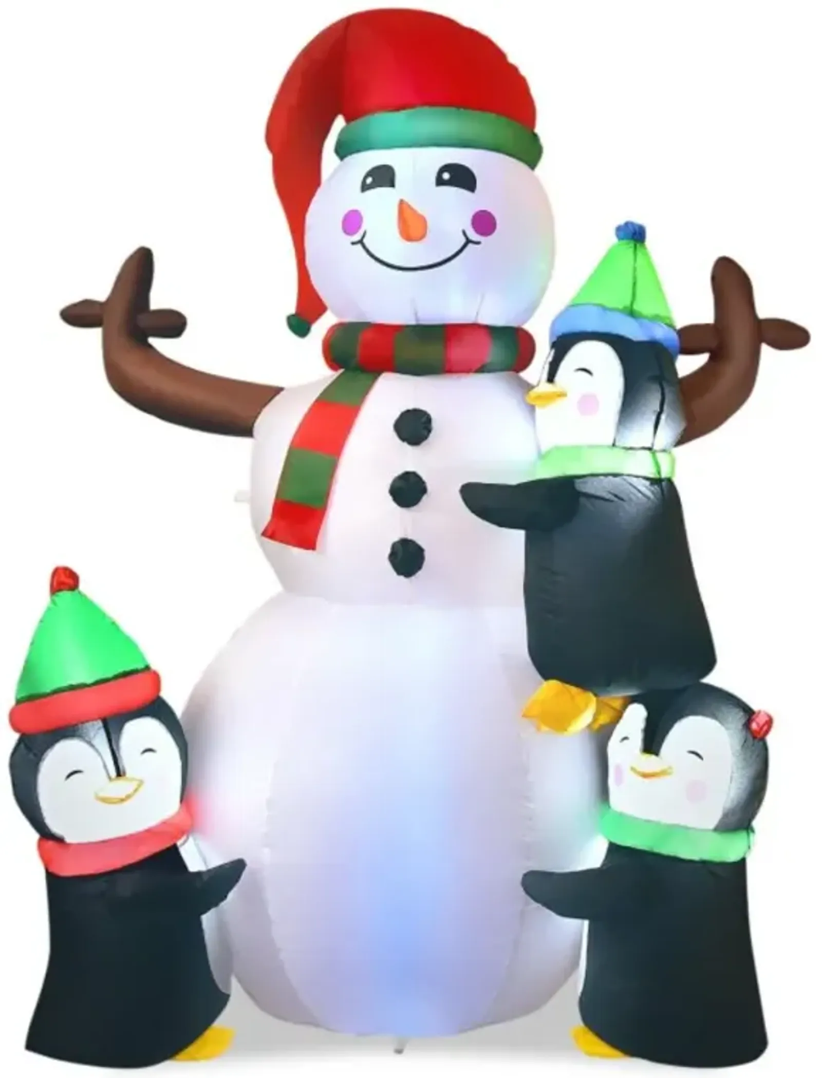 Hivvago 6 Feet Christmas Quick Inflatable Snowman with Penguins