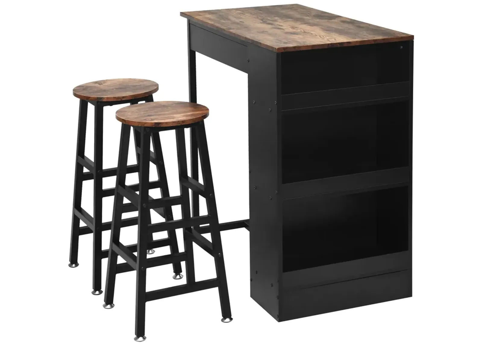 3 Pieces Bar Table Set with Storage