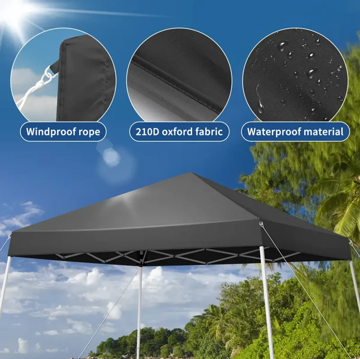 Instant Pop-Up Canopy with Slant Legs, Foldable Outdoor Tent for Patio & Camping