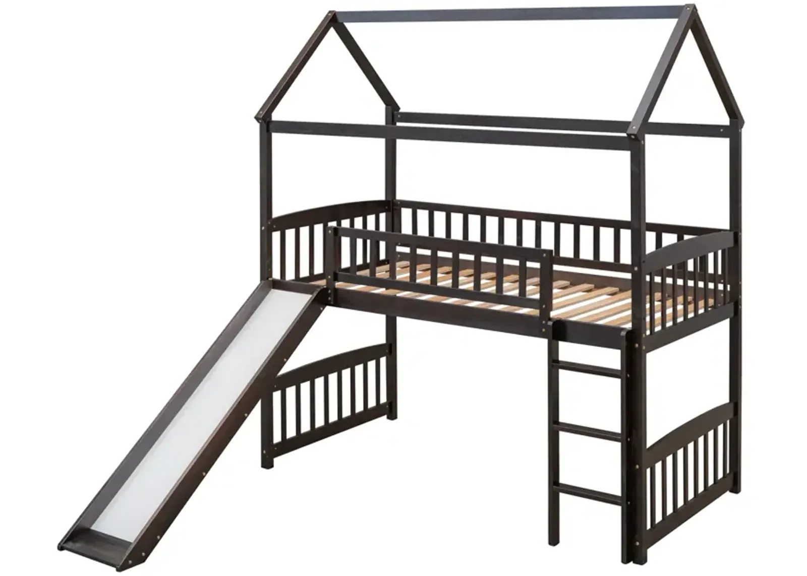 Twin Loft Bed With Slide, House Bed With Slide