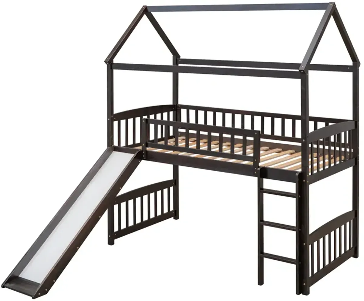 Twin Loft Bed With Slide, House Bed With Slide