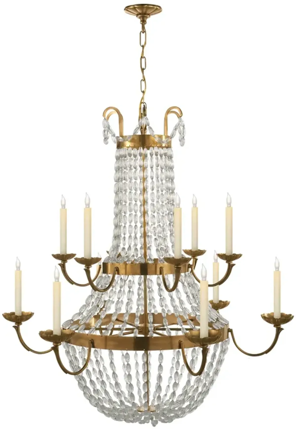 Paris Flea Market Grande Chandelier in Antique-Burnished Brass