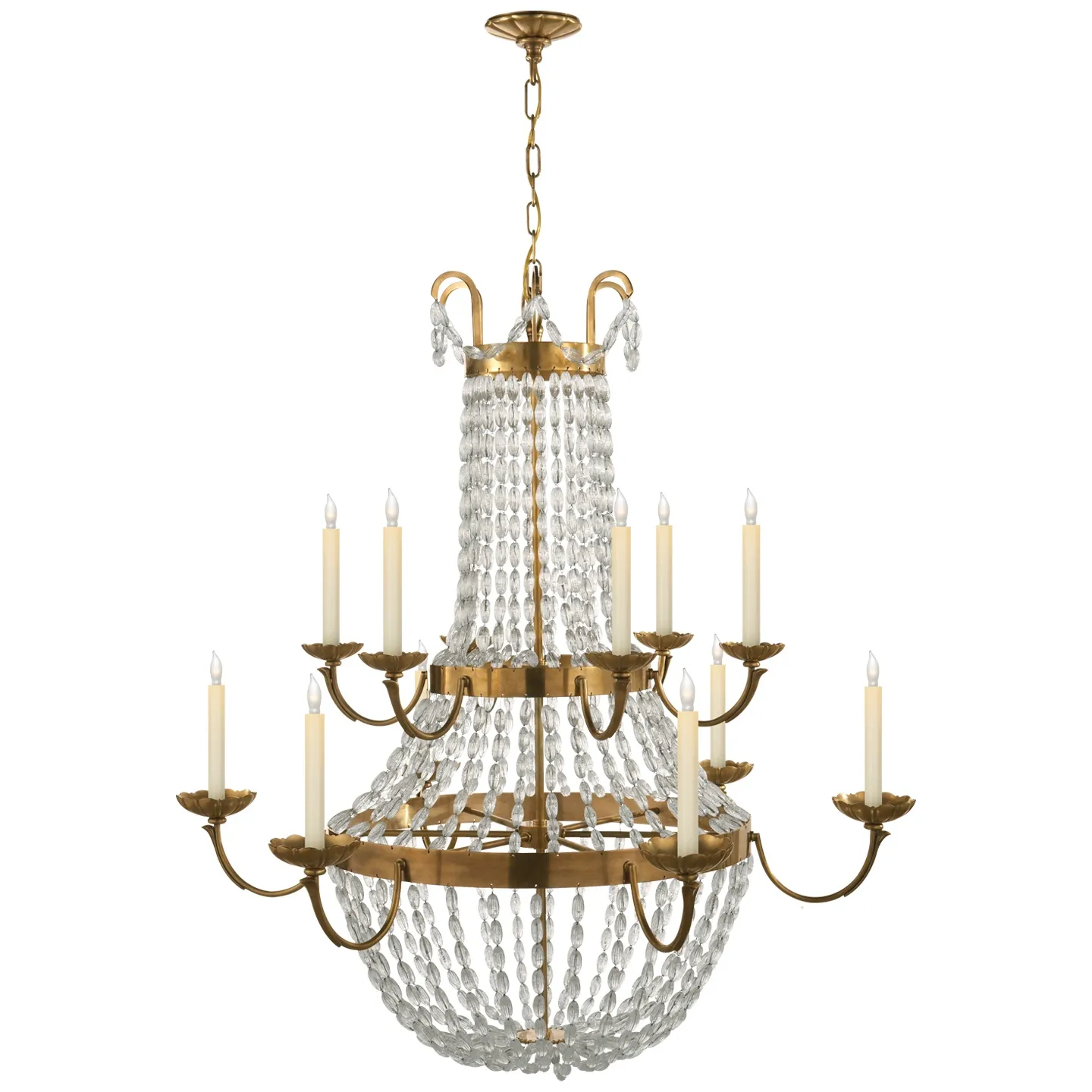 Paris Flea Market Grande Chandelier in Antique-Burnished Brass