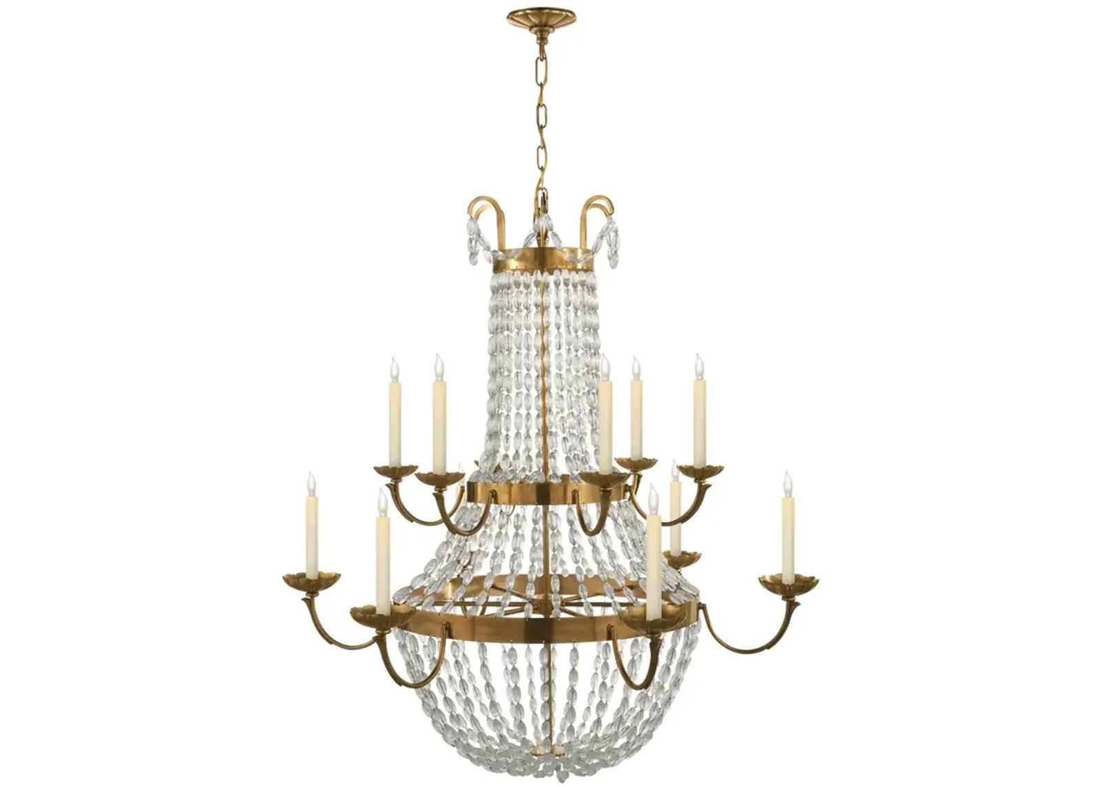 Paris Flea Market Grande Chandelier in Antique-Burnished Brass