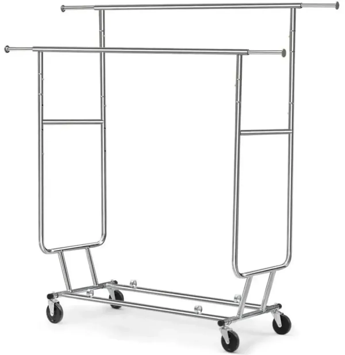 Hivvago Heavy Duty Double Bar Clothes Hanging Garment Rack on Lockable Wheels