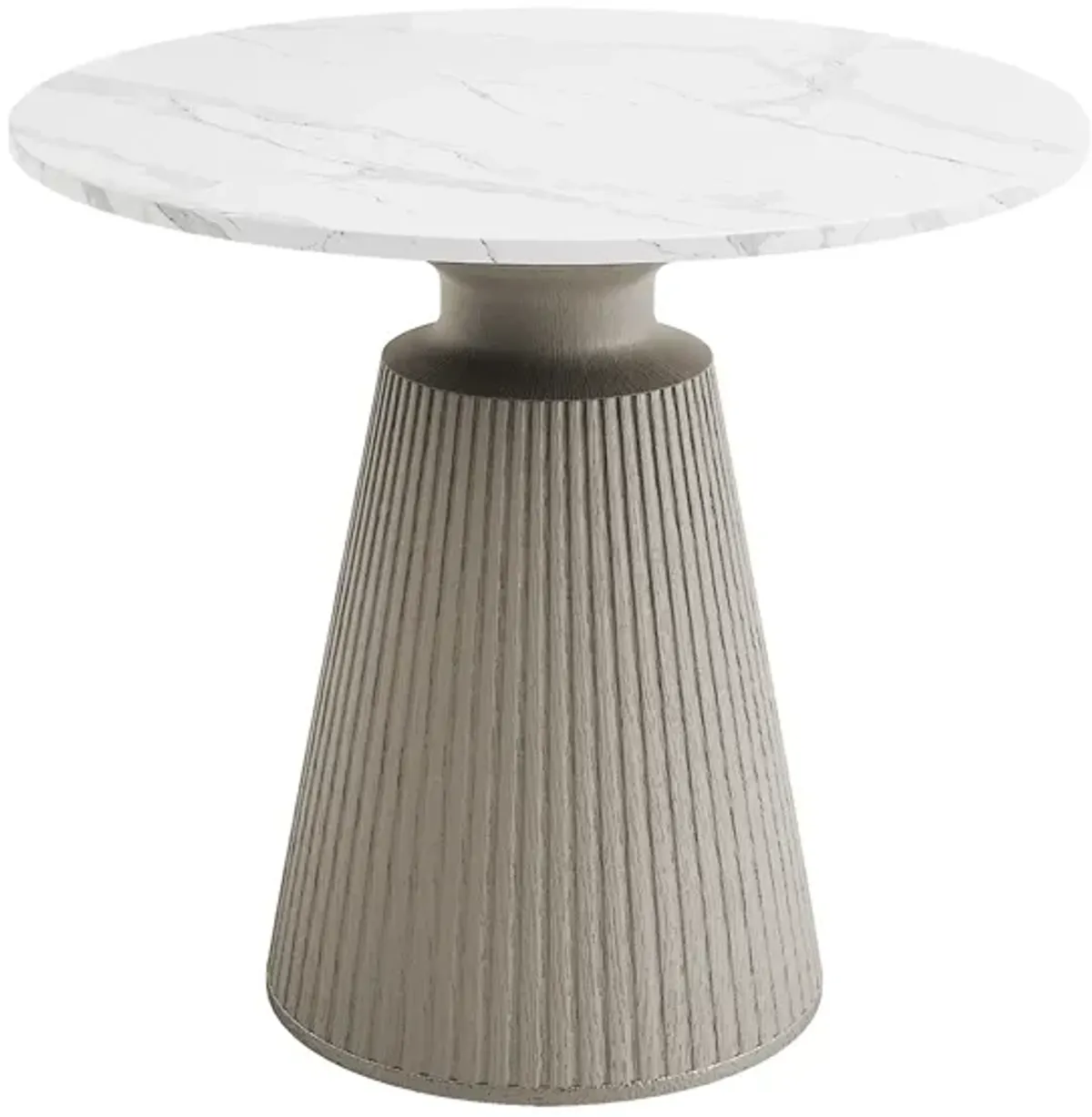 14" LEDA OUTDOOR & INDOOR SIDE TABLE - FAUX MARBLE TOP/WHITE BASE