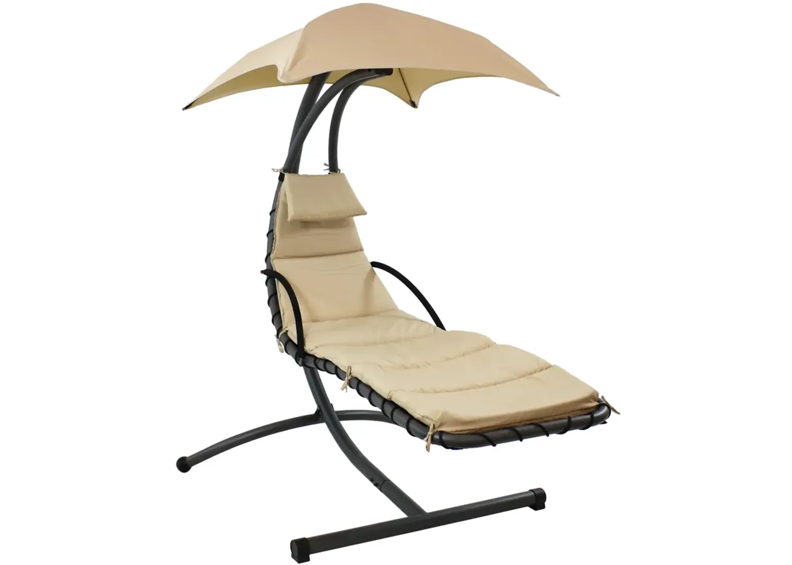 Sunnydaze Floating Chaise Lounge Chair with Canopy and Arc Stand