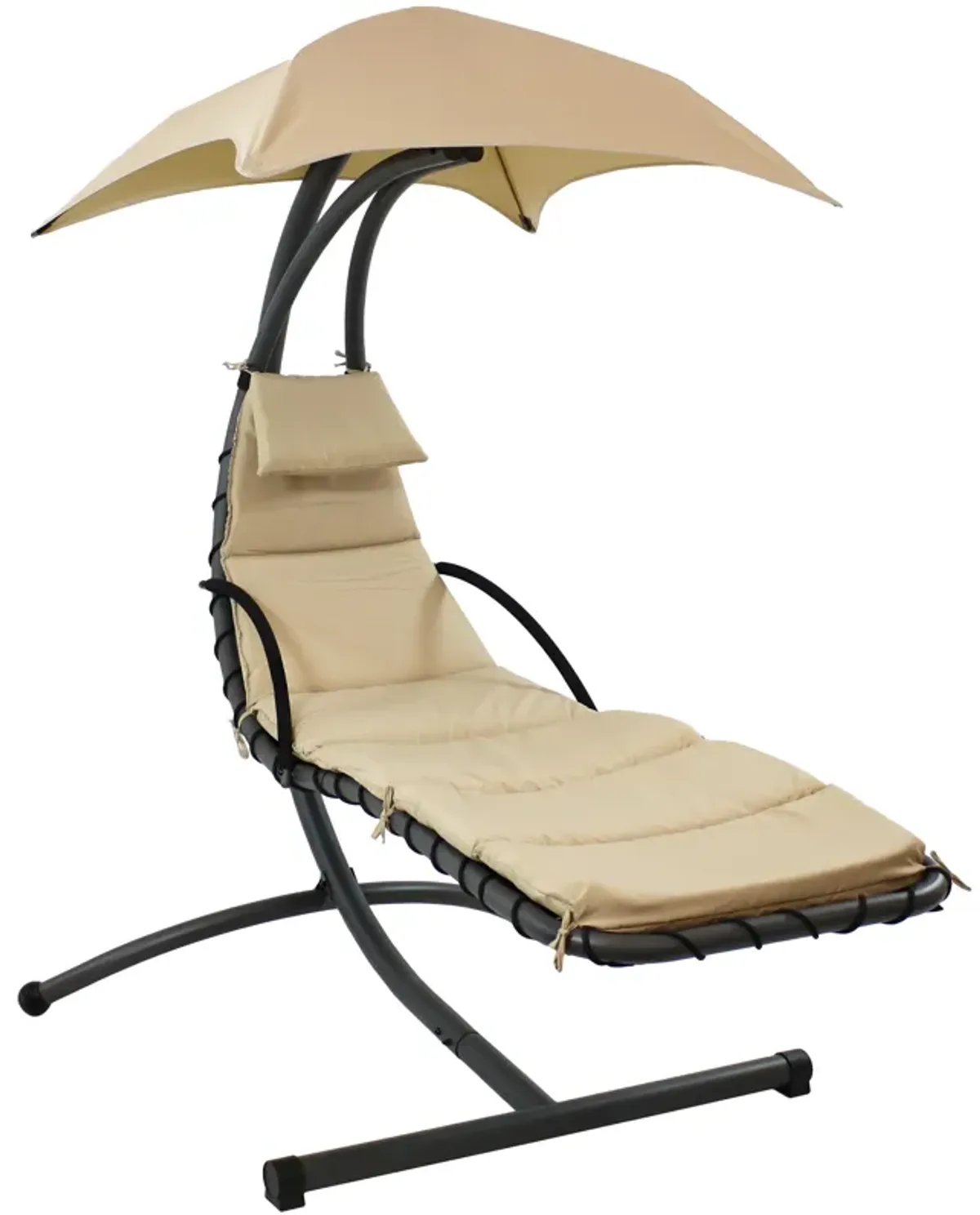 Sunnydaze Floating Chaise Lounge Chair with Canopy and Arc Stand