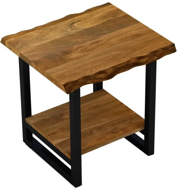 Modern Rustic Live Edge Acacia Wood End Table