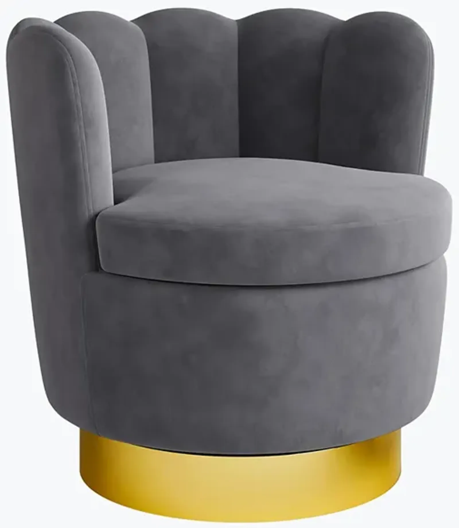 BELLEZE Swivel Accent Chair, Velvet Modern Round Petal Swivel Barrel Chair, 360° Upholstery Swivel Sofa Armchair, Comfy Swivel Accent Chair for Living Room Bedroom - Lotus (Dark Grey)