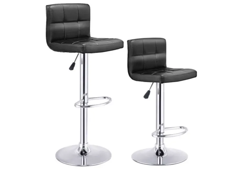 Set of 2 PU Leather Swivel Bar Stools Pub Chairs