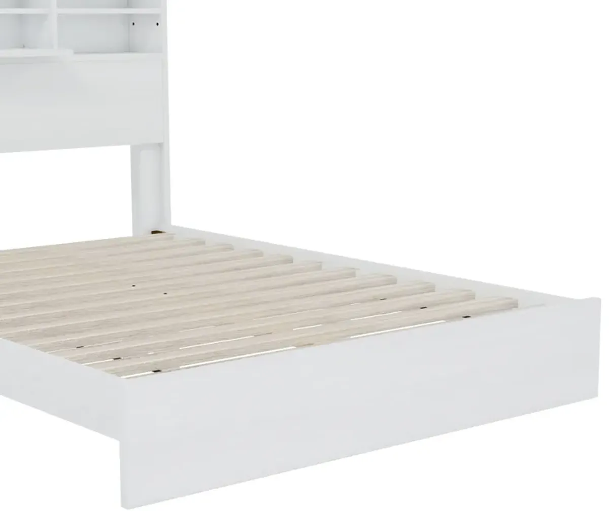 Merax Vintage Platform Bed with Storage Headboard and Charging Station