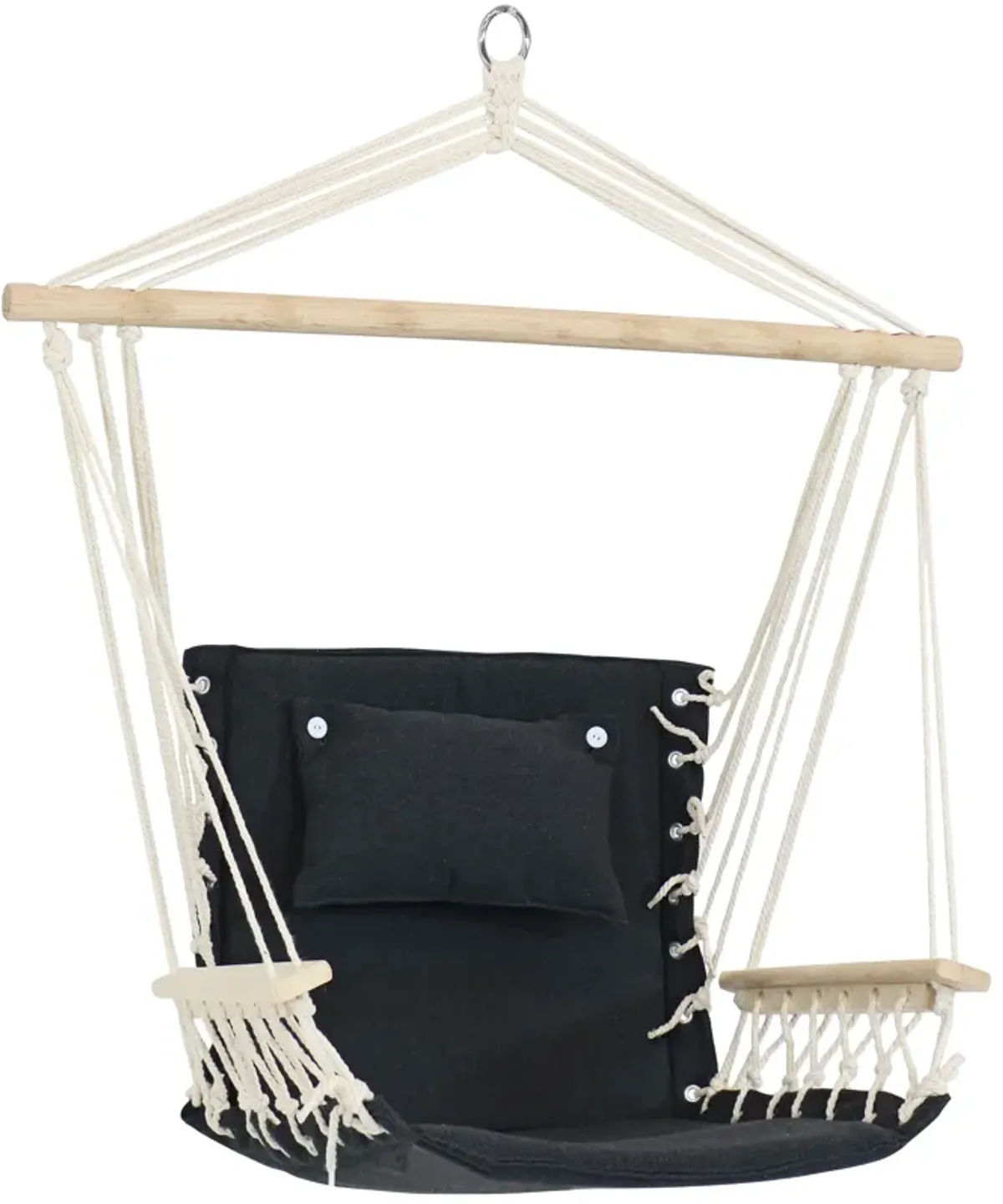 Sunnydaze Polycotton Padded Hammock Chair with Spreader Bar - Storm