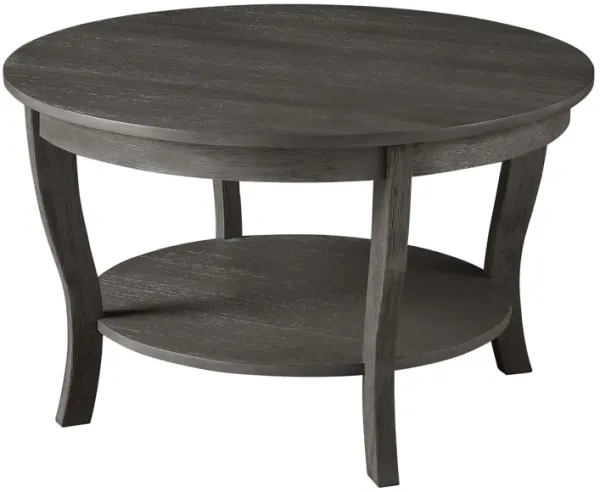 Convenience Concepts American Heritage Round Coffee Table 30"" - Classic Living Room Table with Storage Shelf, Traditional Round