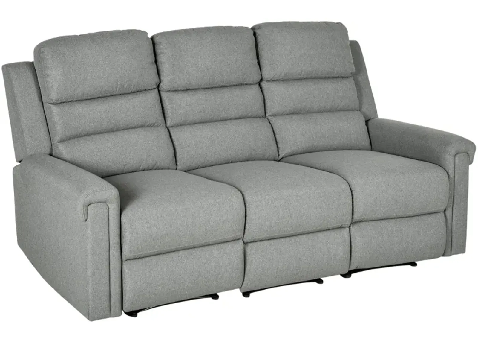 Gray Lounge Comfort: 3-Seater Reclining Sofa with Adjustable Footrest