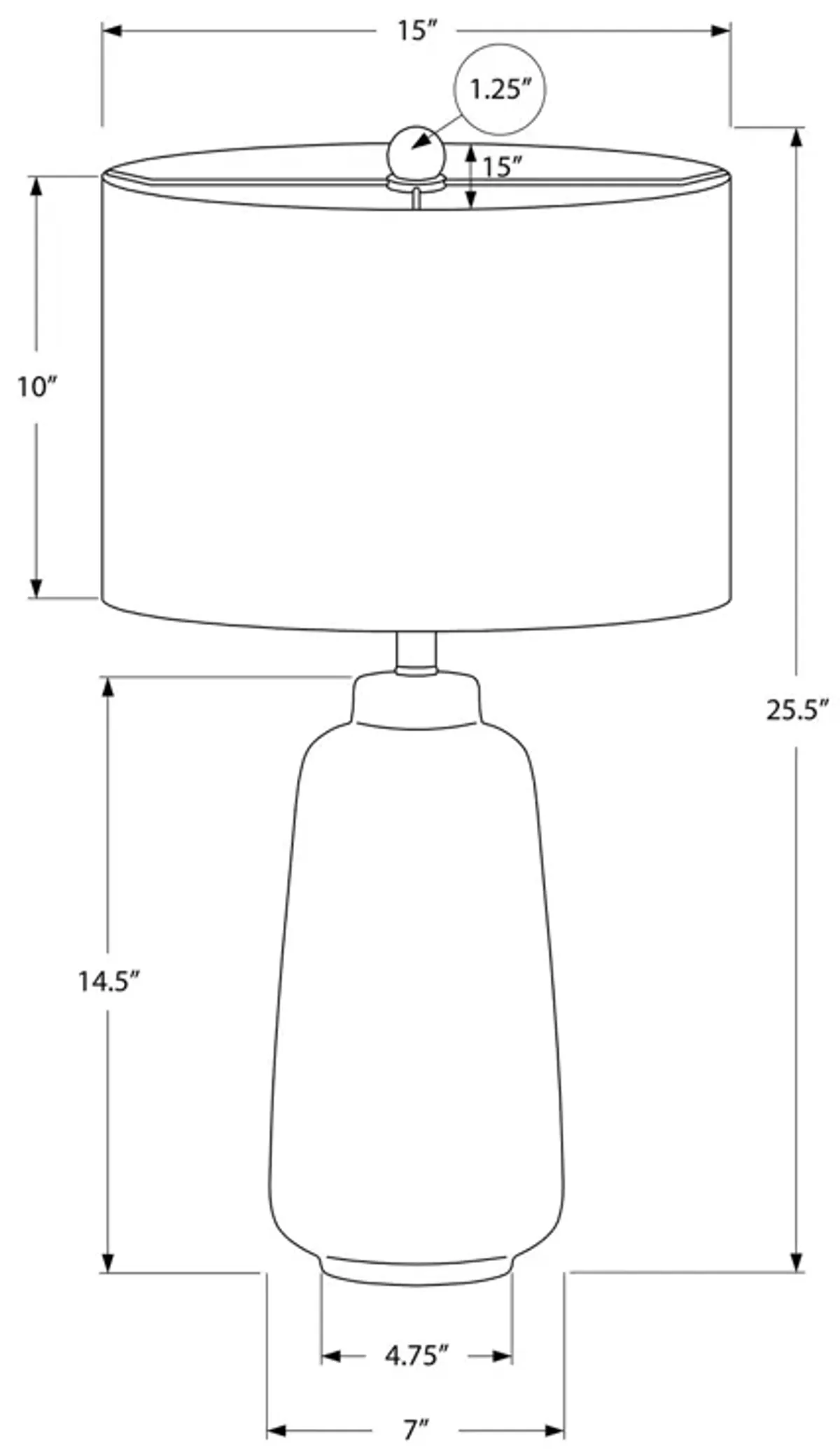 Monarch Specialties I 9716 - Lighting, 26"H, Table Lamp, Cream Ceramic, Ivory / Cream Shade, Modern