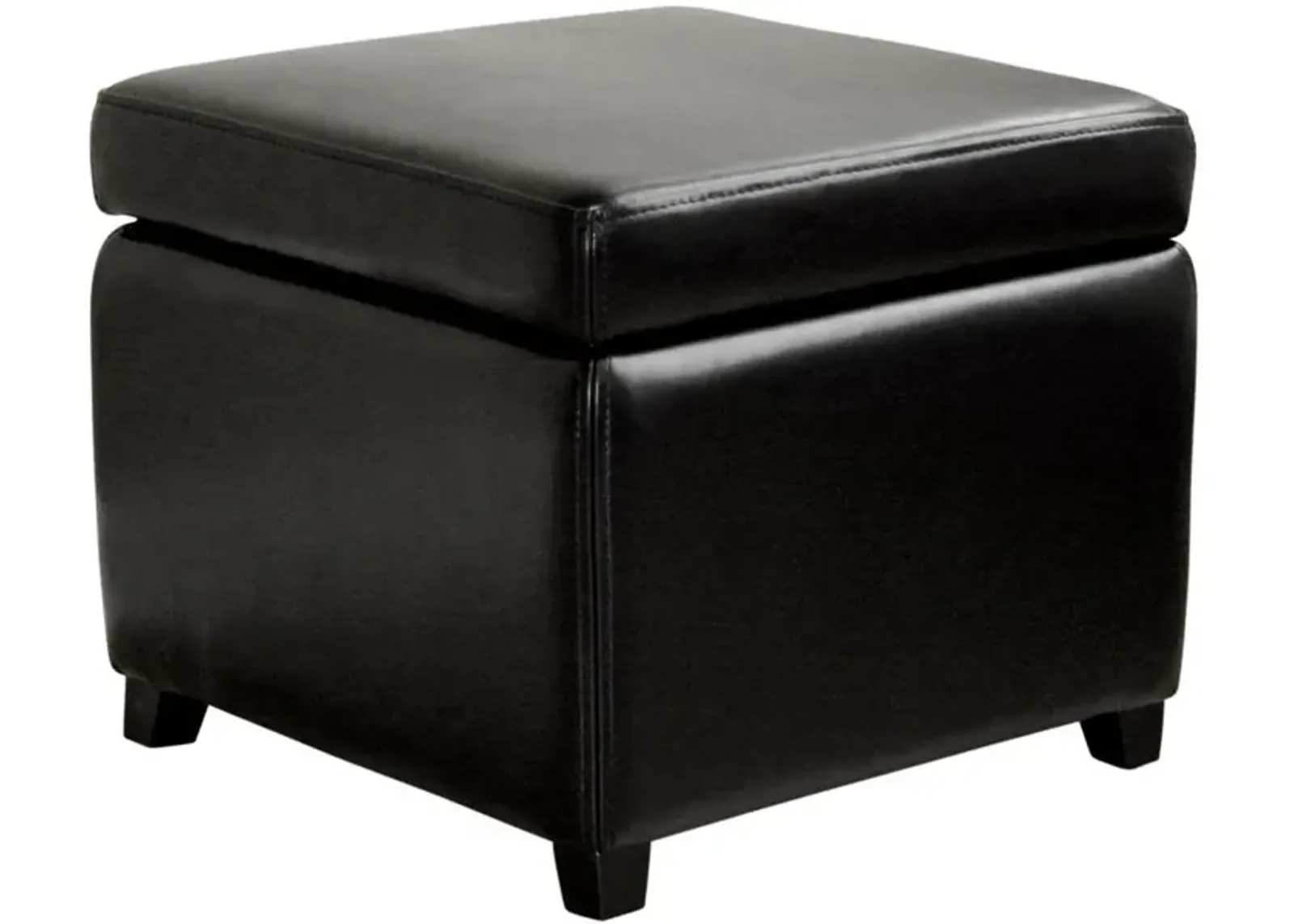 Baxton Studio Black Faux Leather Small Storage Cube Ottoman