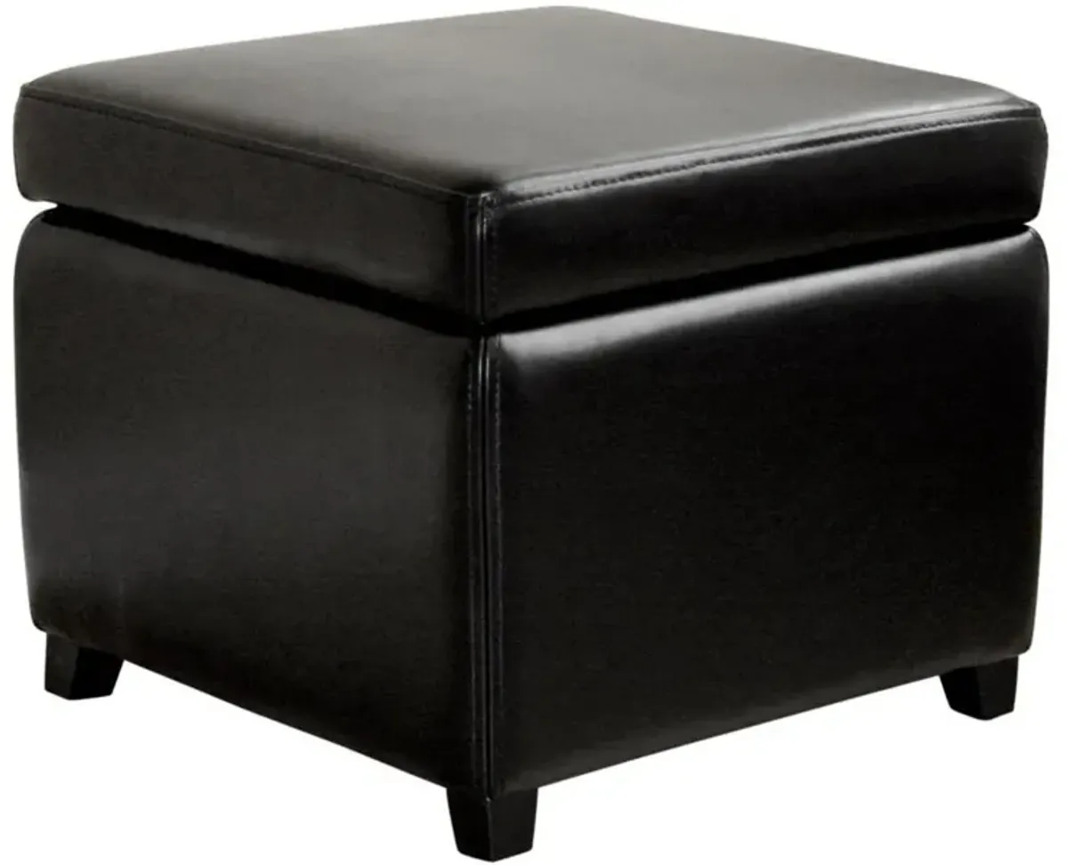 Baxton Studio Black Faux Leather Small Storage Cube Ottoman